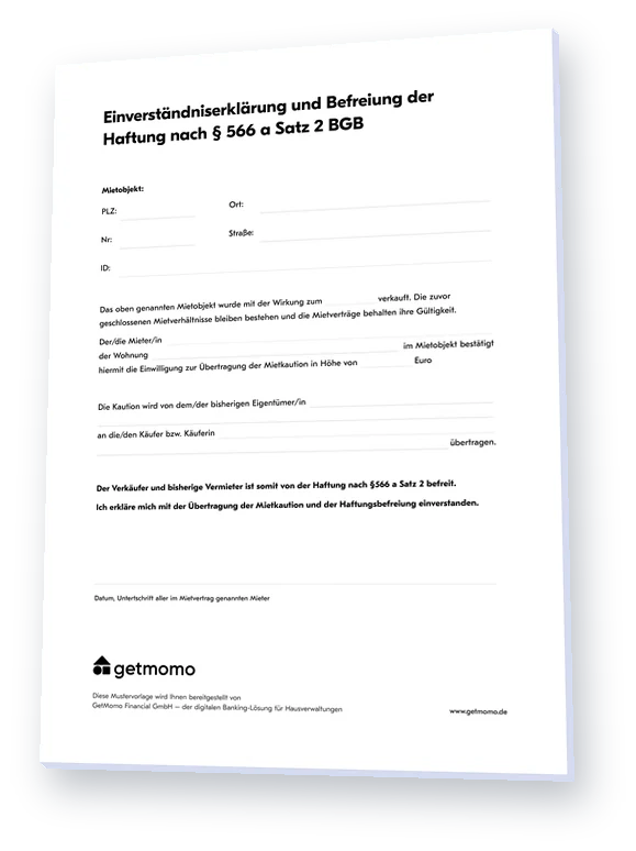 Musterbrief Eigentümerwechsel als PDF, aufgeschlagen dargestellt