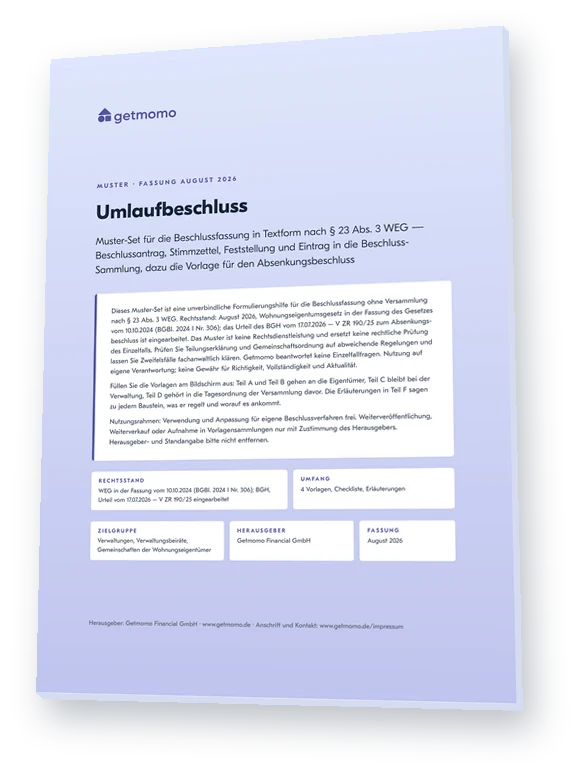 Muster-Set Umlaufbeschluss als PDF, aufgeschlagen dargestellt